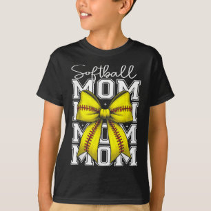Softball Mama Coquette Softball Bow Women Mama Mot T-Shirt