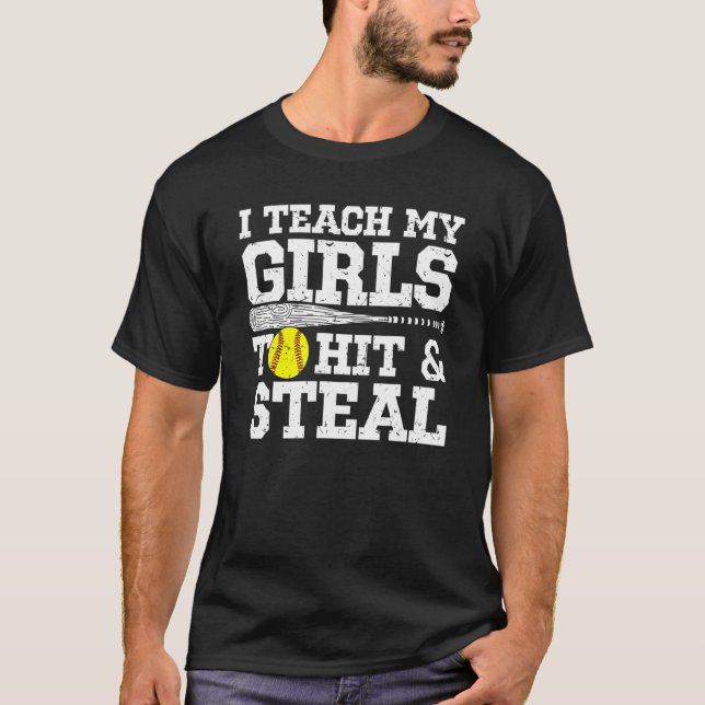 Softball-Mama, die ich meinen Mädchen beibringe, z T-Shirt (Vorderseite)