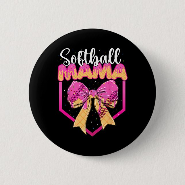 Softball-Mama-Drip-Eiscreme-Drip-Streusel-Mama-Bog Button (Vorderseite)