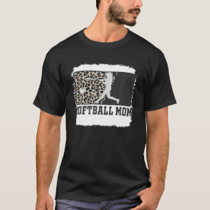 Softball Mama Funny Mama Leopard gebleicht T-Shirt