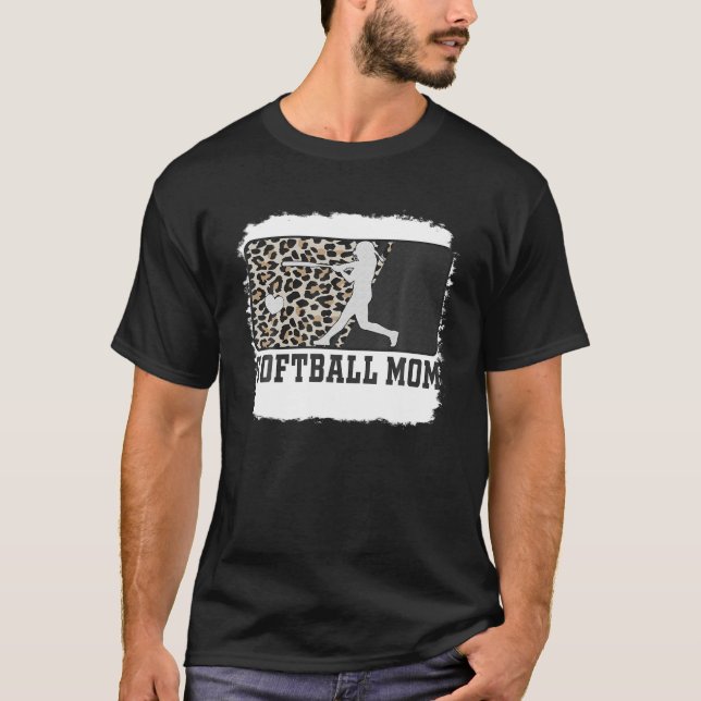 Softball Mama Funny Mama Leopard gebleicht T-Shirt (Vorderseite)