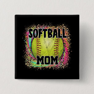 Softball Mama Gefärbte Krawatte Leopard Print Yell Button