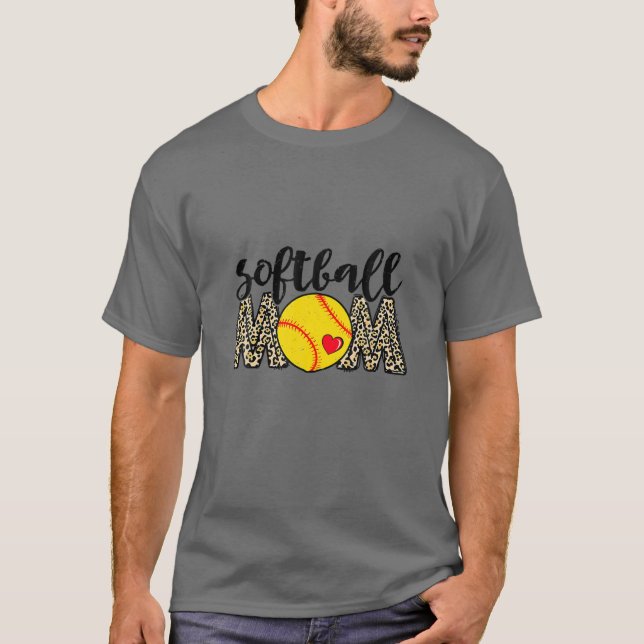 Softball Mama Leopard Baseball Sportliebhaber Mutt T-Shirt (Vorderseite)