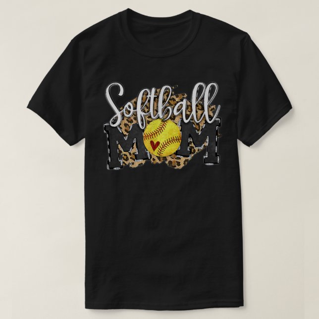Softball Mama Leopard Funny Baseball Mama Mutter D T-Shirt (Design vorne)