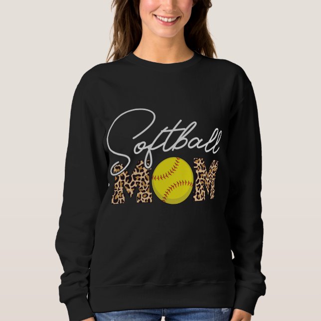 Softball Mama Leopard Print Sweatshirt (Vorderseite)
