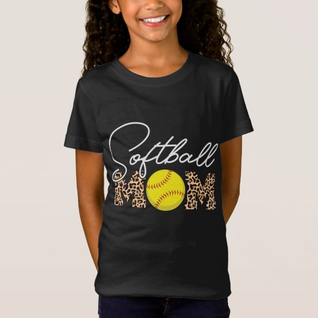 Softball Mama Leopard Print T-Shirt (Vorderseite)