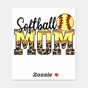 Softball Mama Leopard Typografie Aufkleber