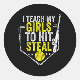 Softball-Mama Lustig Ich Lehre Meine Mädchen Zu Sc Runder Aufkleber