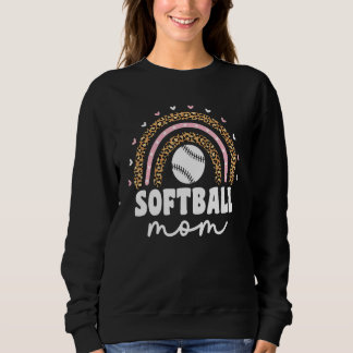 Softball Mama Mama Leopard Rainbow Catcher Pitcher Sweatshirt