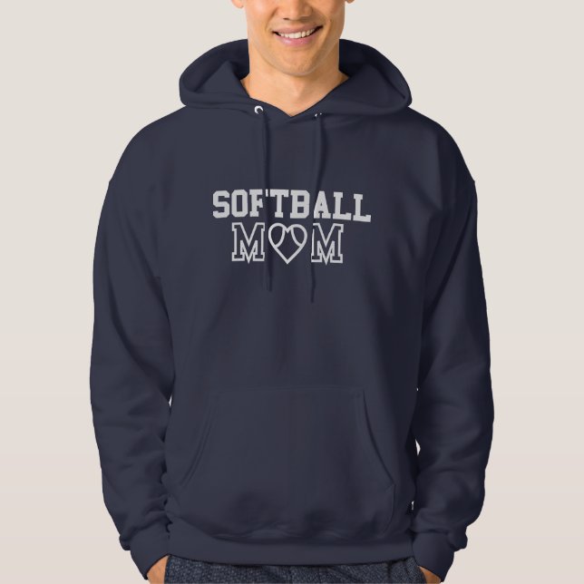 Softball-Mama mit Softball-Herzen Hoodie (Vorderseite)