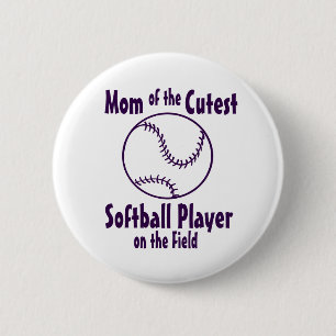 Softball-Mama Niedlich auf dem Feld Button