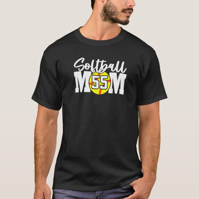 Softball-Mama Nr. 55 T-Shirt (Vorderseite)