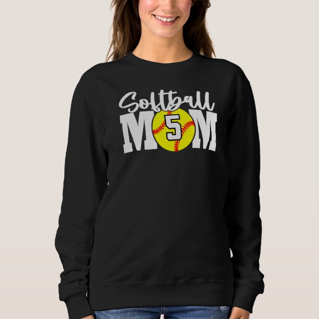 Softball-Mama Nummer 5 Sweatshirt (Vorderseite)
