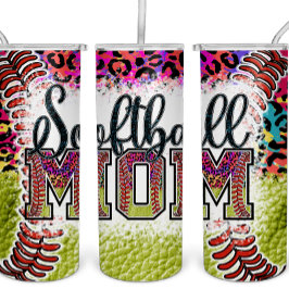 Softball Mama Rainbow Leopard Tumbler Sports MAMA Thermosbecher