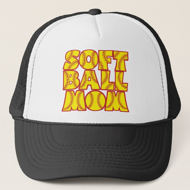 Softball-Mama, red&yellow Truckerkappe (Vorderseite)