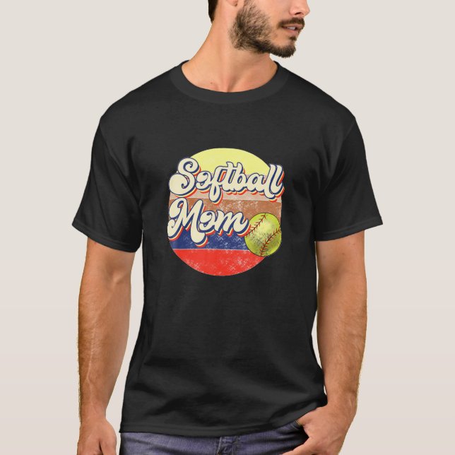 Softball Mama Retro T T-Shirt (Vorderseite)