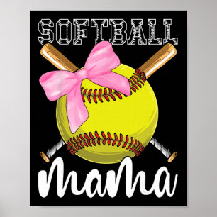 Softball Mama Softball Coquette Schleife  Poster