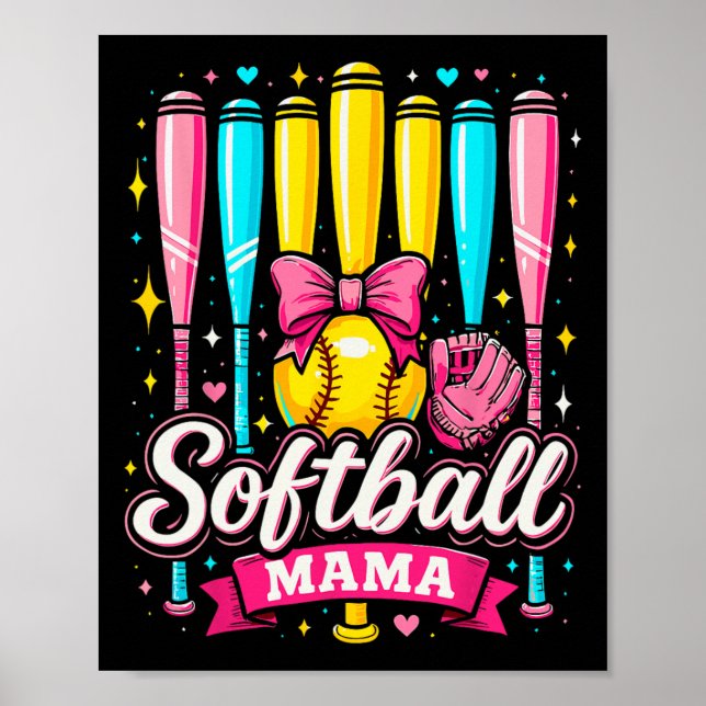 Softball-Mama Softball-Kokette Bogen Softball  Poster (Vorne)