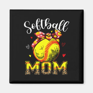 Softball-Mama-Stirnband Leopard Softball Ball Mutt Magnet