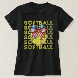 Softball-Mama | USA American Flag Softball T-Shirt