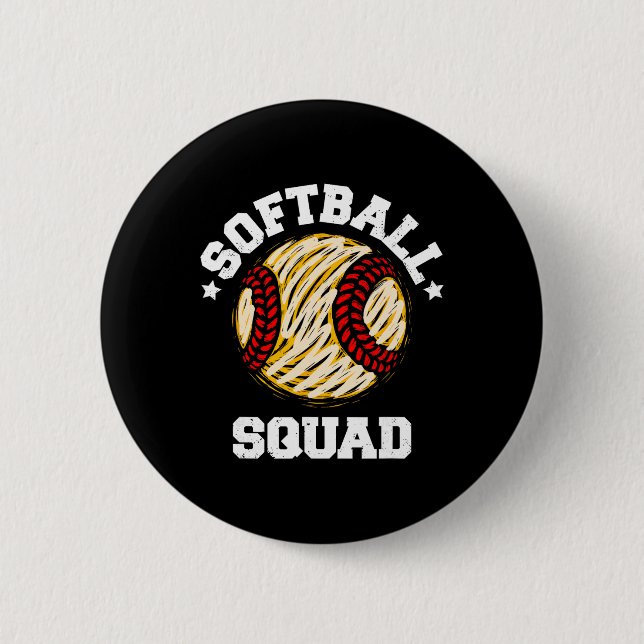Softball-Mannschaft Bedrängte Vintage Lustige Soft Button (Vorderseite)