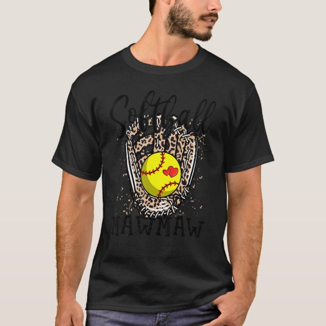 Softball Mawmaw Leopard Game Day Softball Mütter T-Shirt (Vorderseite)