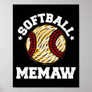 Softball Memaw abgenutzt Vintage lustig Oma Ga Poster