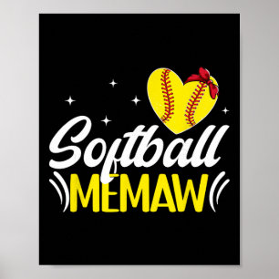 Softball Memaw Herz Oma Memaw eines Softballspiele Poster