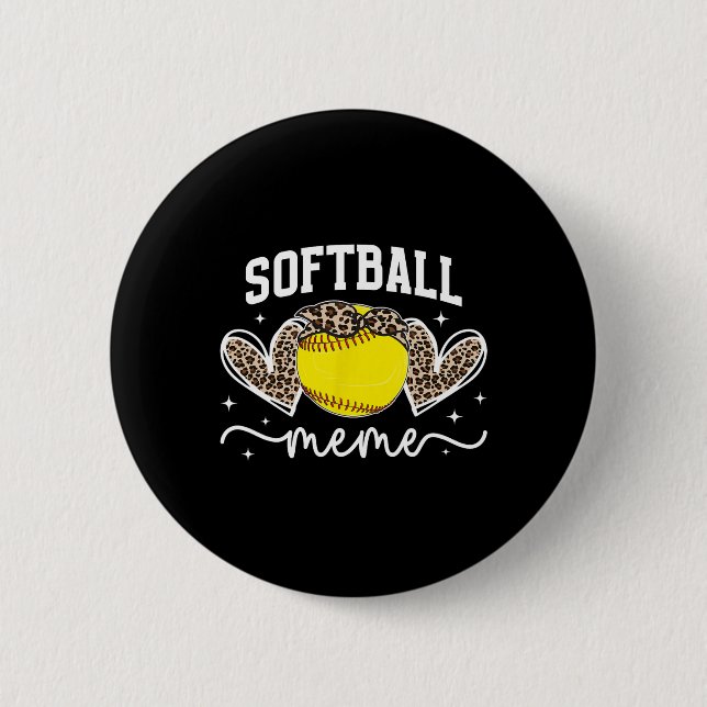 Softball Meme Heart Grandma Meme Of A Softball Pla Button (Vorderseite)
