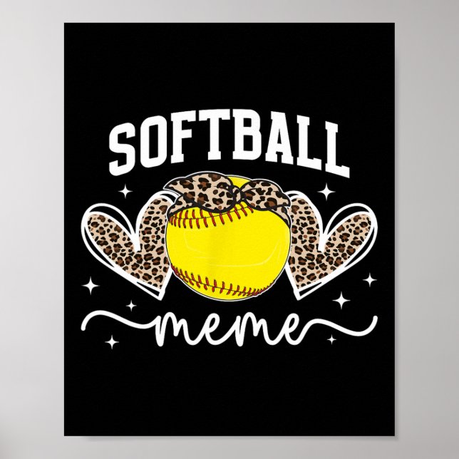 Softball Meme Heart Grandma Meme Of A Softball Pla Poster (Vorne)