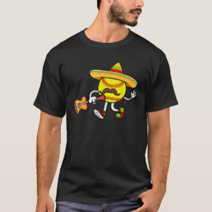 Softball Mexican Guitar Hat Cinco De Mayo T-Shirt