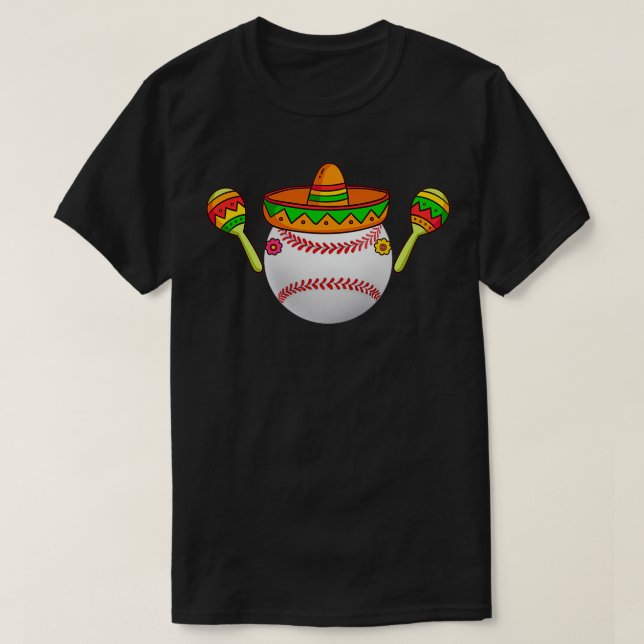 Softball Mexican Hat Cinco De Mayo 4 T-Shirt (Design vorne)