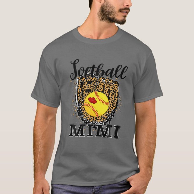 Softball Mimi Leopard Game Day Geschenk Mutter Spo T-Shirt (Vorderseite)