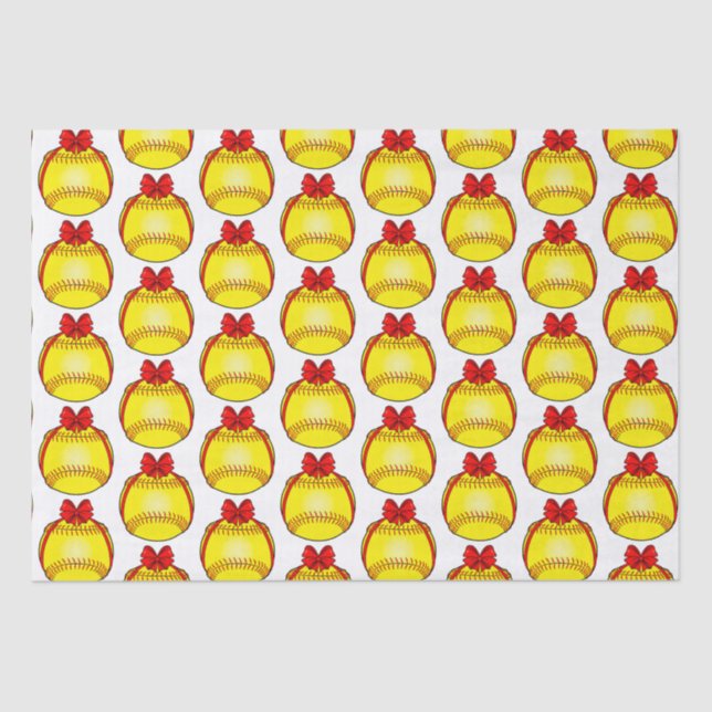 Softball mit einem Weihnachtsbow Seidenpapier (Vorderseite)