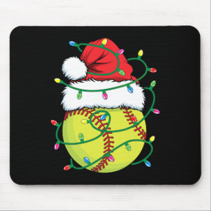 Softball mit Weihnachtsmannmütze Men Boys Weihnach Mousepad