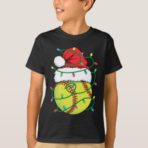 Softball mit Weihnachtsmannmütze Men Boys Weihnach T-Shirt