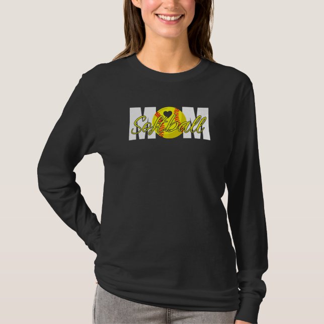Softball Mom Heart Mama Mother's Day   T-Shirt (Vorderseite)