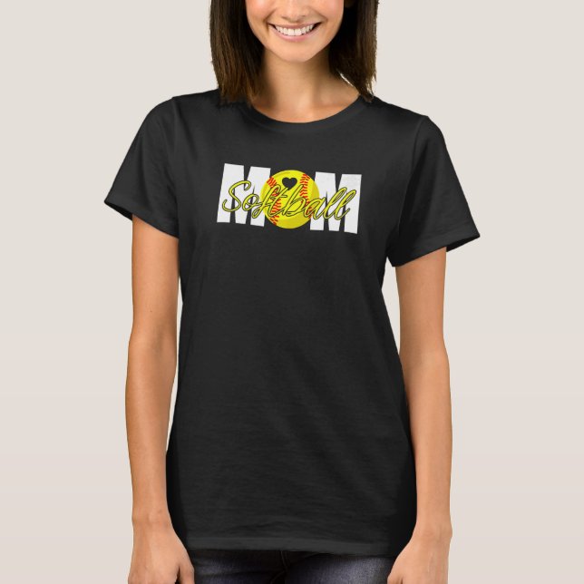 Softball Mom Heart Mama Mother's Day   T-Shirt (Vorderseite)