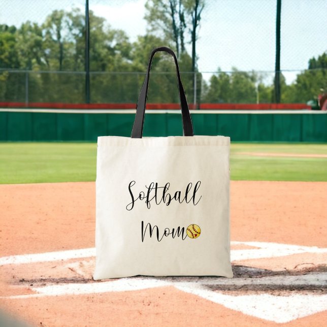 Softball-Mom-Script-Herz Individuelle Spielernumme Tragetasche (Von Creator hochgeladen)