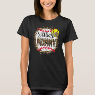 Softball Mommy Leopard hat Muttertagsspiel geblase T-Shirt