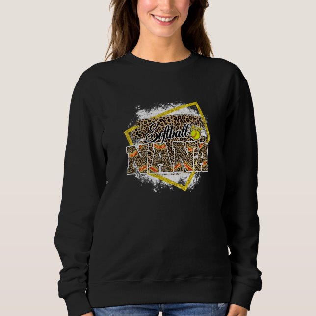 Softball Nana Leopard Bleached Family Matching   Sweatshirt (Vorderseite)