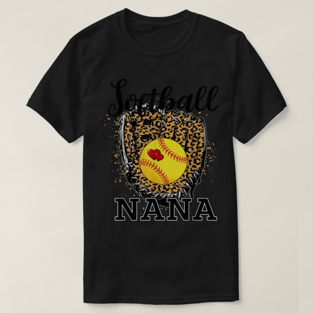 Softball Nana Leopard Game Day Geschenk für Mutter T-Shirt (Design vorne)
