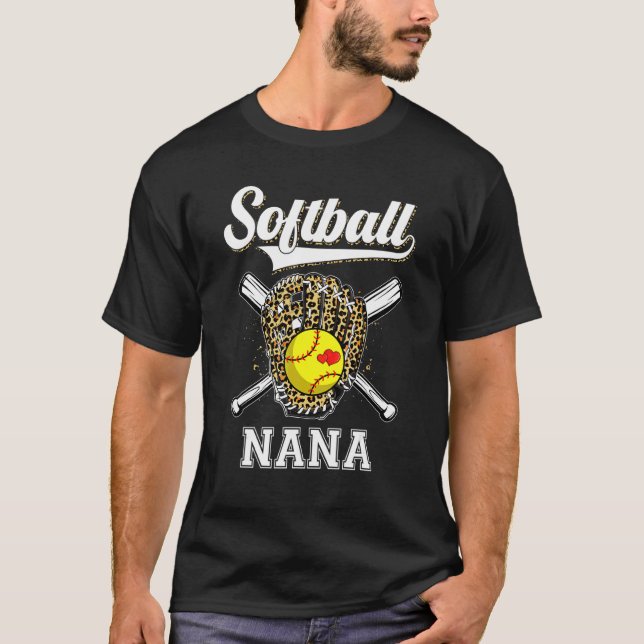 Softball Nana Life Ball Leopard Game Day Mütter D T-Shirt (Vorderseite)