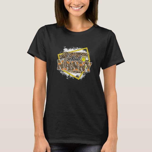 Softball Nanny Leopard Bleached Family Matching   T-Shirt (Vorderseite)