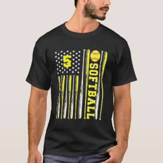 Softball Nummer 5 Fünf Gelbe Bänder der US-amerika T-Shirt