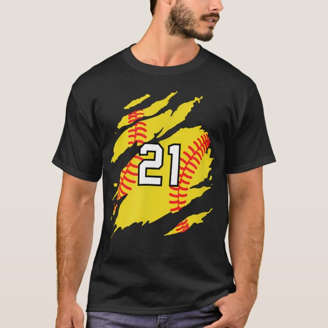 Softball-Nummer T-Shirt (Vorderseite)