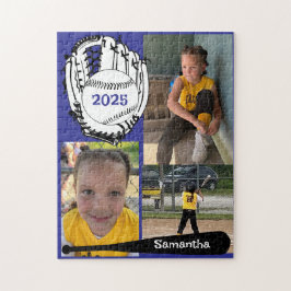 Softball oder Baseball 3 Foto Jigsaw Puzzle Blue