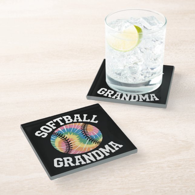 Softball-Oma Glasuntersetzer (Schrägansicht)