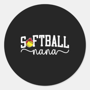 Softball-Oma Großmutter Oma eines Softballspielers Runder Aufkleber