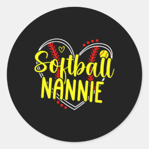 Softball-Oma Herz-Oma eines Softballspielers Runder Aufkleber